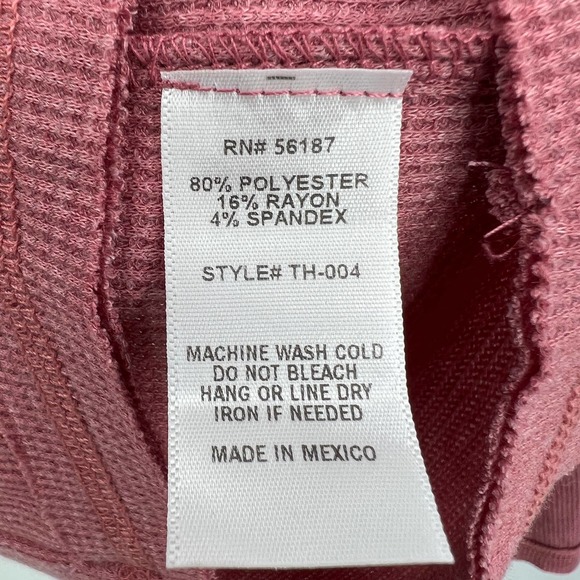 Baea Women's Mauve Waffle Knit Long Sleeve V-Neck Top Size S - Picture 4 of 4